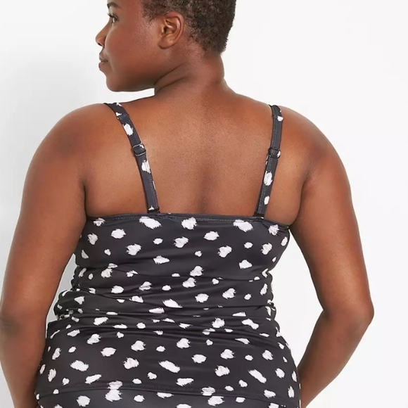 Swim by Cacique 42F Balconette Tankini Top Black White Dot Lane Bryant NWT - Picture 2 of 16
